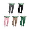 Women Sweatpants Elastic Waist Wide-Leg Casual Trousers with Pockets Solid Color Thickened Plush Lining Sport Sweatpants