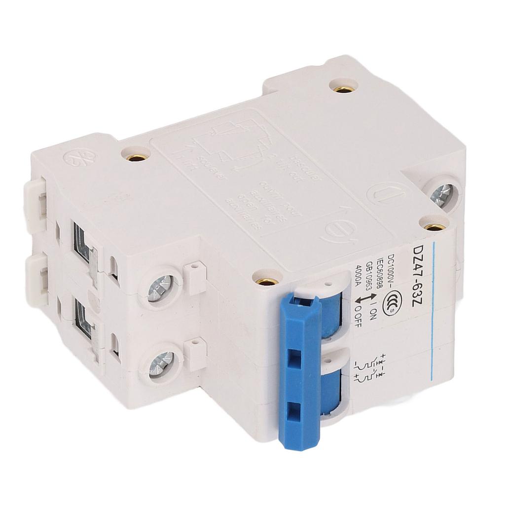 Circuit Breaker DC 1000V Protection Switch 4000A Breaking Capacity DIN Rail Mount 63A