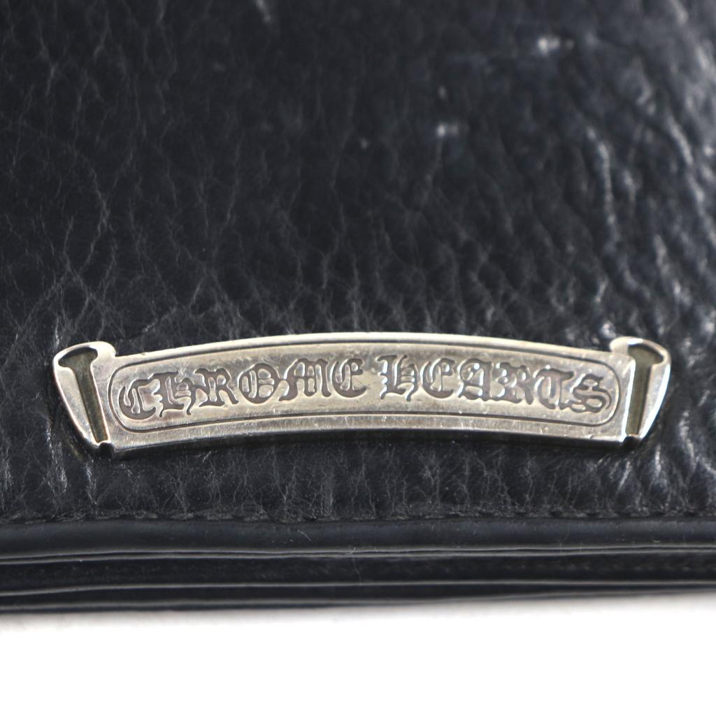 Very Good CHROME HEARTS Purse LNG SNGL FLD TIPS Single Fold Black Leather Mens Used