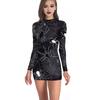 Halloween Women Dress Bloodstain Skeleton Spider Print V Neck Nurse Cosplay Long Sleeves Haunted House NPC Performance Costume