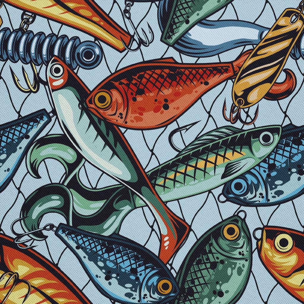 Outdoor Dekostoffe Oxford - Motiv Fisch Im Netz I Dx620