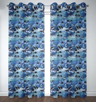 S4sassy Cotton Duck Dolphin Mix Blue 2 Panel Set Декоративная проушина для занавесок Двери-54x84