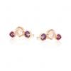 [R5588] - Silver Earrings 'Meghan' Pink Purple Gold - 10x5 Mm