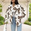Women Plus Size Bow Print Baseball Collar Long Sleeve Jacket With Pockets
