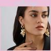 Alloy Chic Gold Geometric Earrings With Pearl Detail Elegance Everyday