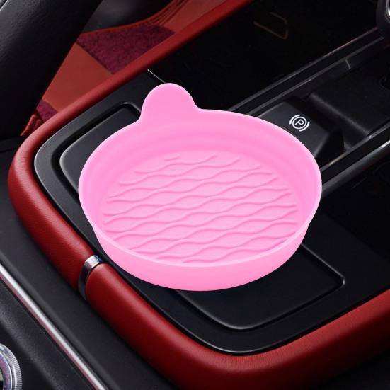 Car Cup Coaster Silicone Non-Slip Water Cup Mat with Finger Groove Design Washable Car