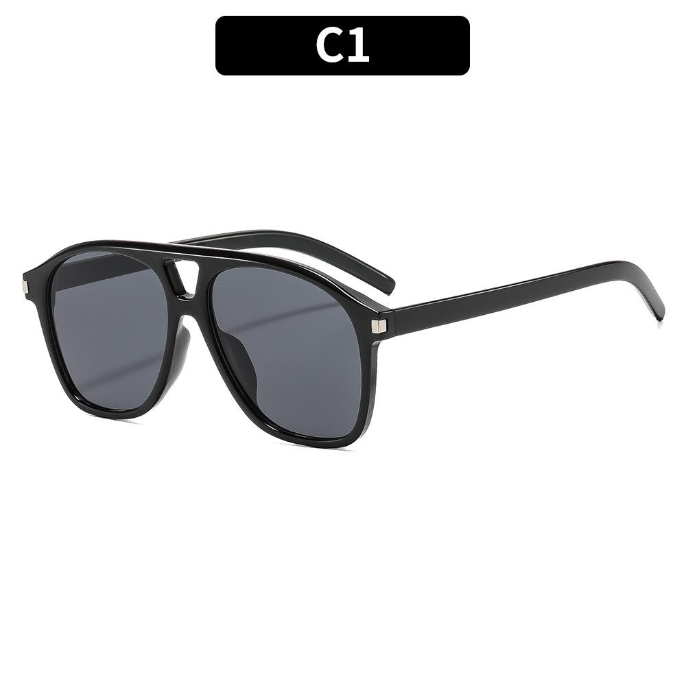 1pc Retro double-bridge aviator sunglasses—versatile, trendy, and perfect for outdoor sun protection.