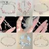 Korean Silver Heart Bow Bracelets for Women Crystal Butterfly Star Moon Beads Bracelet Accessories Jewelry