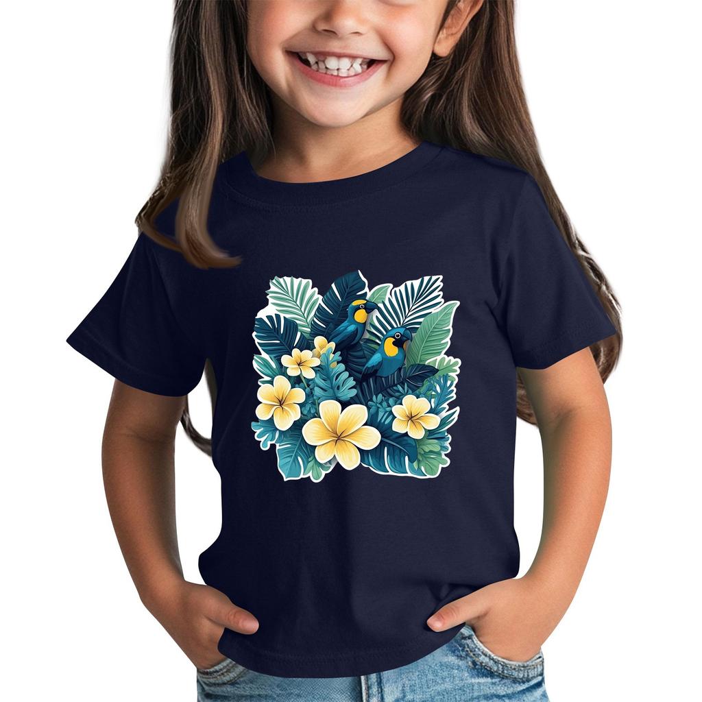 Детская модная повседневная футболка с круглым вырезом и короткими рукавами