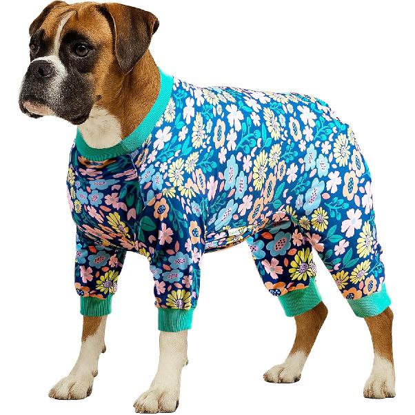 LovinPet Пижама для собак Большого размера, Одежда для больших собак, Комбинезон после операции, Легкая ткань, Свитшот-пижама для питбуля, Пижама для щенка, Питбуль