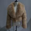 Womens Short Faux Fur Coat Fox Patchwork Street Style Winter Jacket