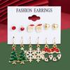 6 Piece Set Of Fashionable And Simple Women Earrings Christmas Series Set Santa Claus Christmas Tree Snowflake Pattern Earrings