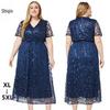 2026 European Elegant Lace Long Gown for Middle-aged Women