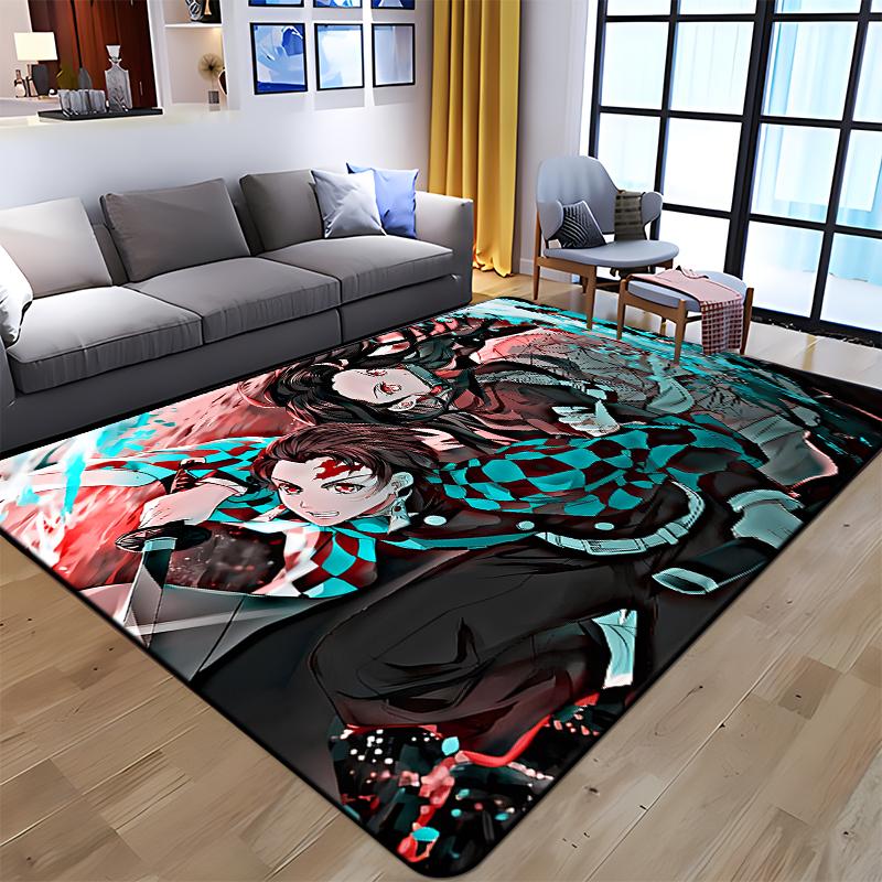 Demon Slayer Art Print Floor Mat Living Room Game Room Carpet Camping Picnic Mat Doormat Floor Mats Anime Room Decor Area Rug