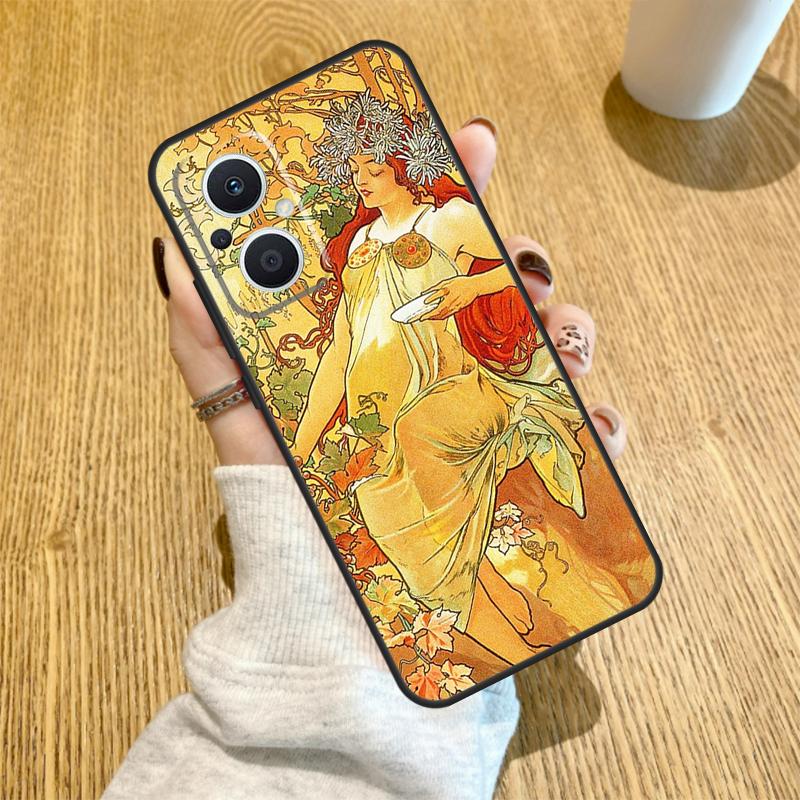 Alphonse Mucha Art Case For OPPO Find X2 X3 Neo Lite X6 X5 Pro Reno 8T 7 3 2Z 4Z 5Z 5 6 8 4 Lite Back Cover