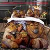3D лев рисунок цифровая печать комплект из трех предметов животное пододеяльник простыня постельное белье