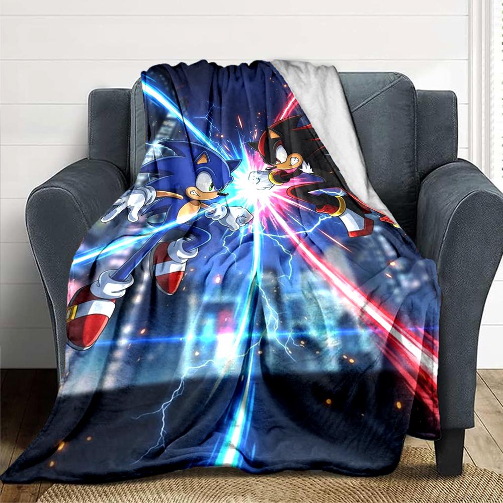 1Pc Sonic Vs Shadow Battle Blanket For Couch Bed Plush Cozy Fuzzy Blanket Super Soft Warm Blankets For Fall And Winter 0918238