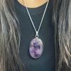 Amethyst Gemstone Pendant With Silver Chain Handmade 925 Sterling Silver Pendent