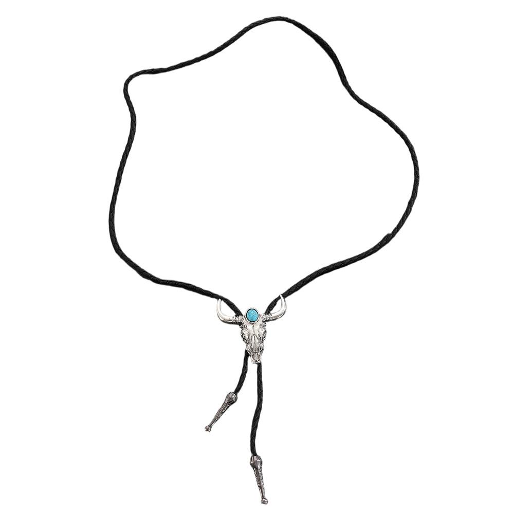 Высококачественное длинное кожаное ожерелье с головой быка, оптовая продажа модной новой бижутерии напрямую с завода, ретро мужское кожаное ожерелье