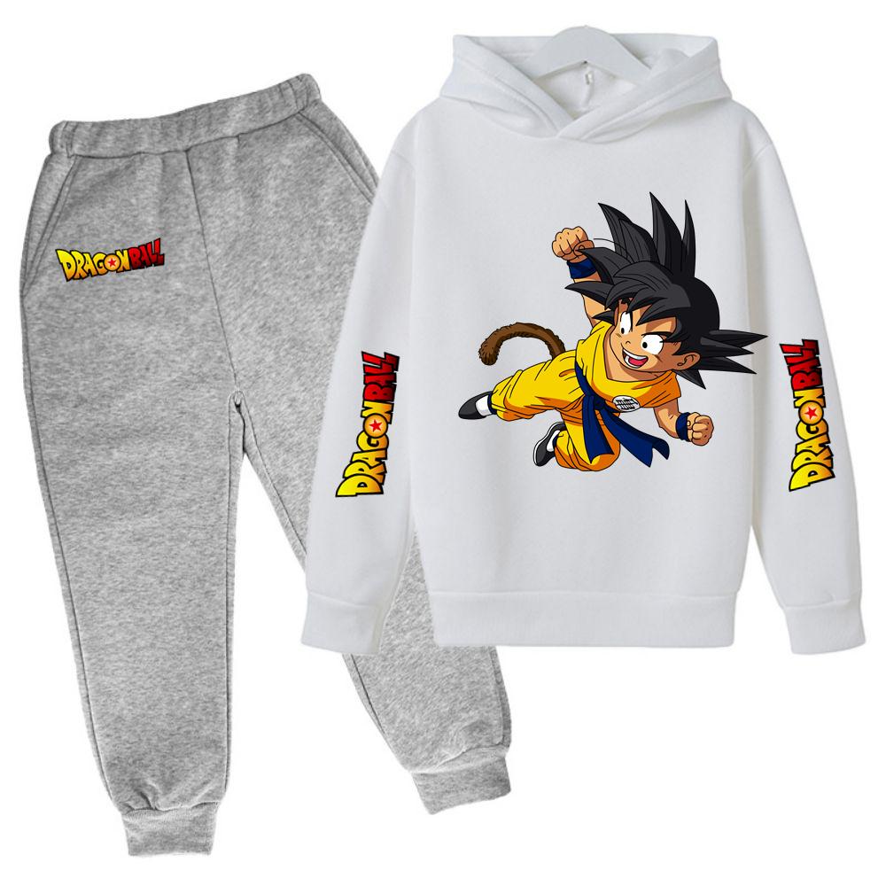 2025 MINISO New Winter Dragon BallHoodies+panrts Kids Clothes Boys Goku Sets for Children Sizes 100-160 Street Suit Kawaii Fashion Tops Anime