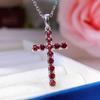 Женский кулон-ожерелье с кристаллом граната цвета True Wine Red на серебре 925 пробы
