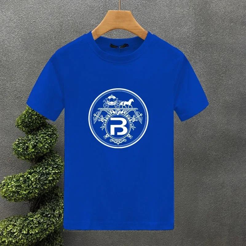 2024 Новый высококачественный большой люксовый бренд Carriag B 100% хлопок с принтом футболки Летняя футболка Harajuku для мужчин/женщин с коротким рукавом