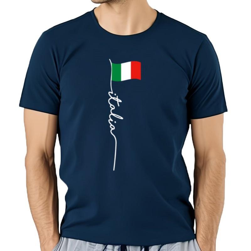 Camisetas Divertidas Con Bandera De Italia Para Hombre Ropa De AlgodóN De Manga Corta Informal De Gran TamañO A La