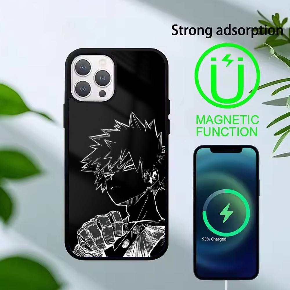 Чехол для телефона Katsuki Bakugo E-Hero Academia Для iPhone 17,16,15,14,13,Pro,Max,Plus, Магнитный Для Magsafe Беспроводной Зарядки