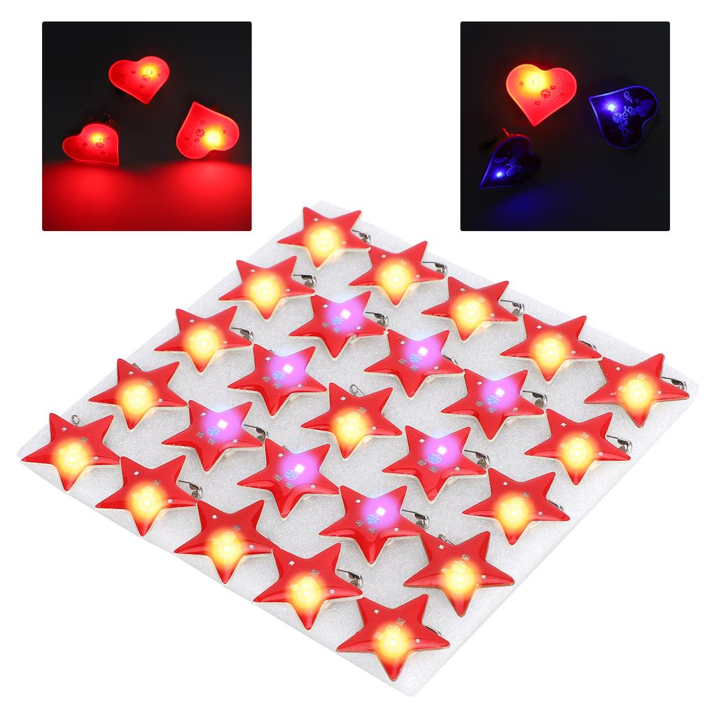 25Pcs FivePointed Star Shaped LED Brooch Christmas Pin Badge for Children Gift Party Favors