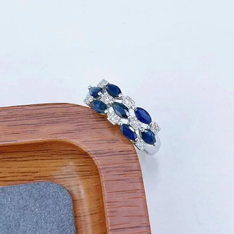 Sace Gems Кольца из стерлингового серебра 925 пробы с изменяемым размером 2*5 мм с натуральным сапфиром для женщин, ювелирные изделия для помолвки, коктейля и вечеринки
