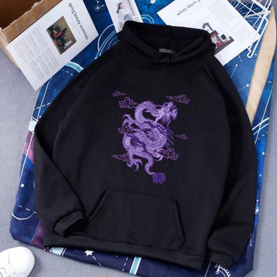 Женская и мужская толстовка с капюшоном, шляпа с длинными рукавами и принтом дракона, свободный теплый пуловер, весенняя толстовка унисекс, одежда для взрослых