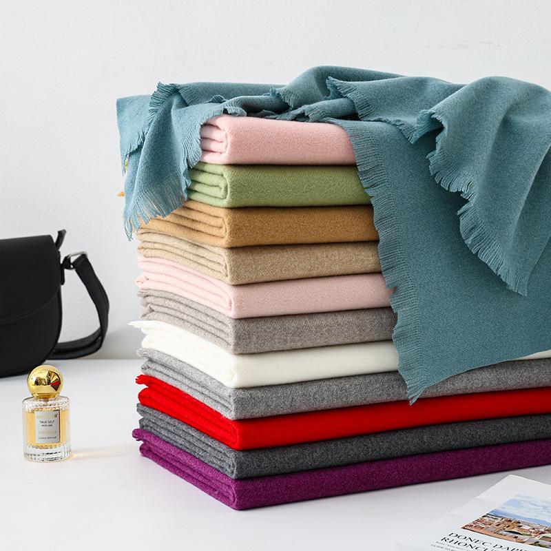 Short Beard Scarf for Women Winter High End Wool Cashmere Scarf Versatile Men's Shawl Solid Color Red Scarf