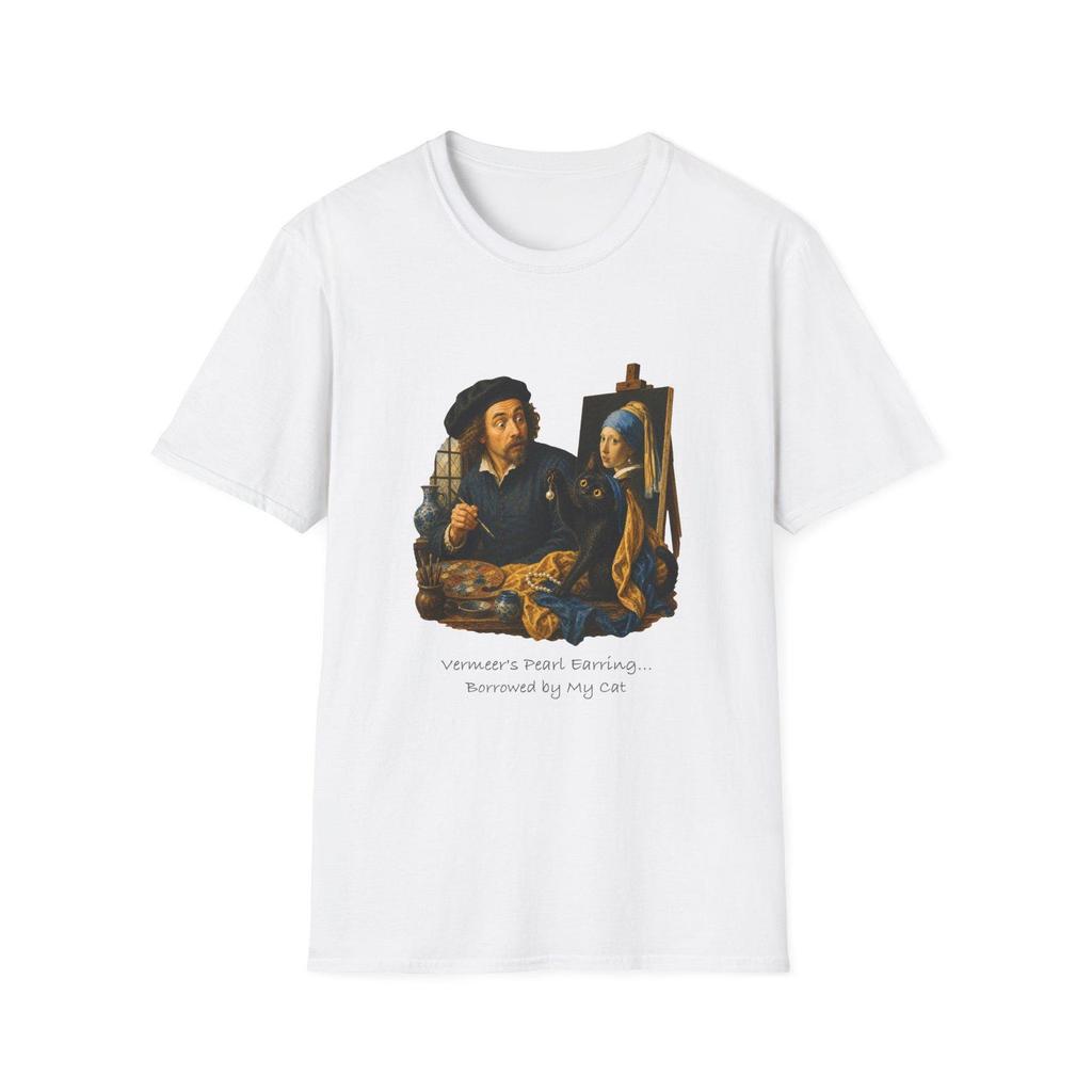 Vermeer Cat Shirt, Pearl Earring Tee, Dutch Art Lover Gift