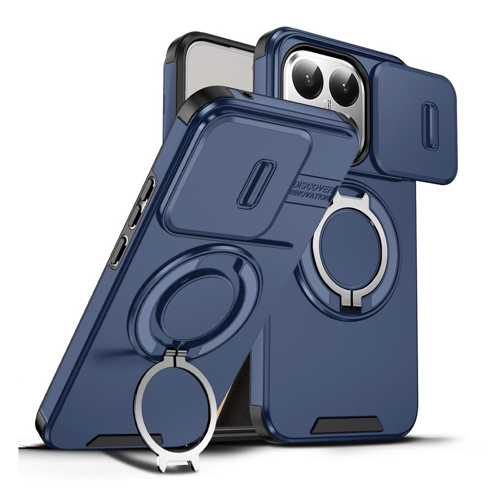 KEYSION Чехол для телефона с вращающейся на 360° подставкой-кольцом для Xiaomi 15T 15T Pro Силикон+ПК Сдвижная защита камеры Магнитная противоударная крышка