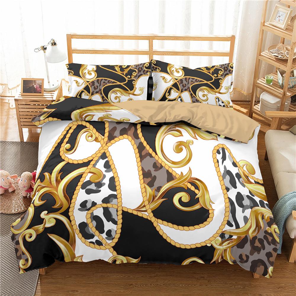 Комплект постельного белья с темным золотом, 3D-принт, полиэстер, одеяло, двуспальная кровать, двуспальная кровать, двуспальная кровать, полный размер, для мужчин, женщин, детей, девочек, комплект постельного белья