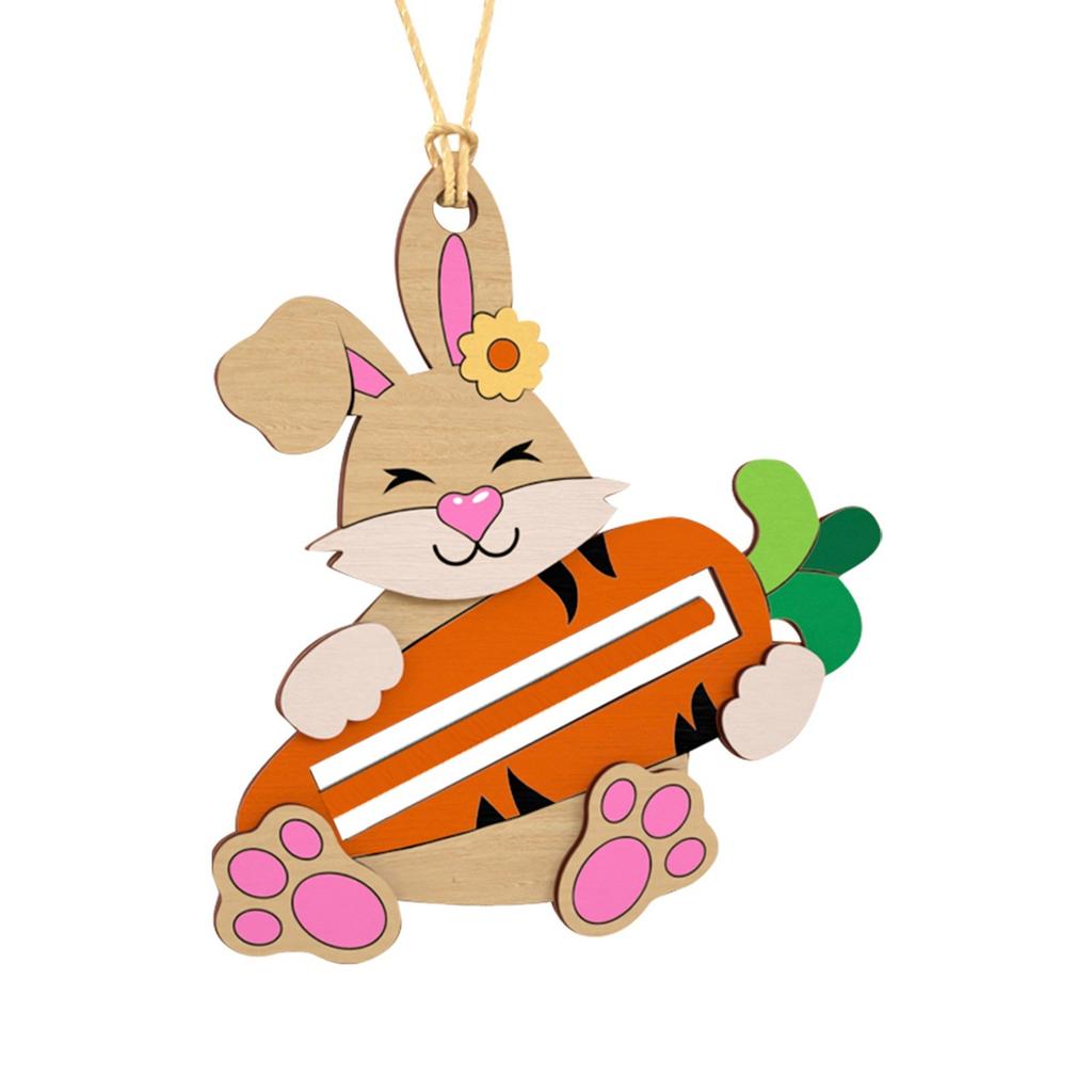 Easter Decoration, Hand Carved Cute Carrot Wallet Shaped Wooden Pendant 2D