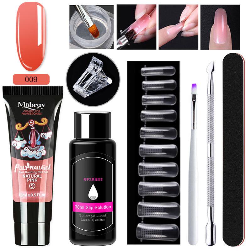 7Pcs Nail Extension Gel Kit, Crystal Nail Tools Set, Brush-On Acrylic Nail Extension Kit, Strong & Long-Lasting Nail Art