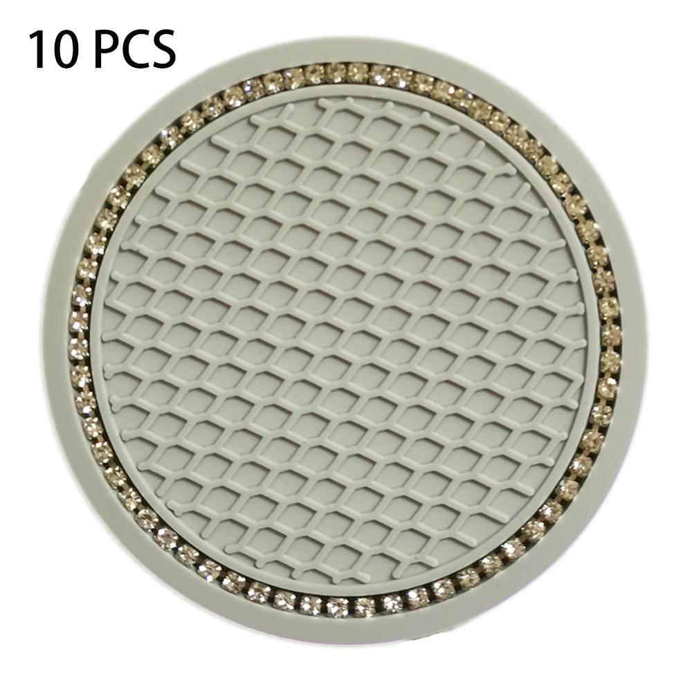 10 PCS Round Drink Pad Rhinestone Anti-slip Mat Universal Cup Holder Automotive