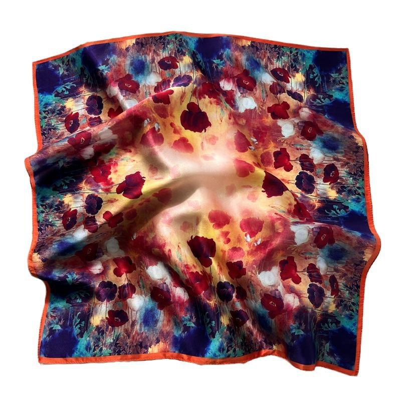 Новый 100% Натуральный Шарф из Натурального Шелка Женский Платок Бандана Квадратные Шарфы Палантин Косынка Тутовый Весенняя Мода Роскошный Высокое Качество Хиджаб