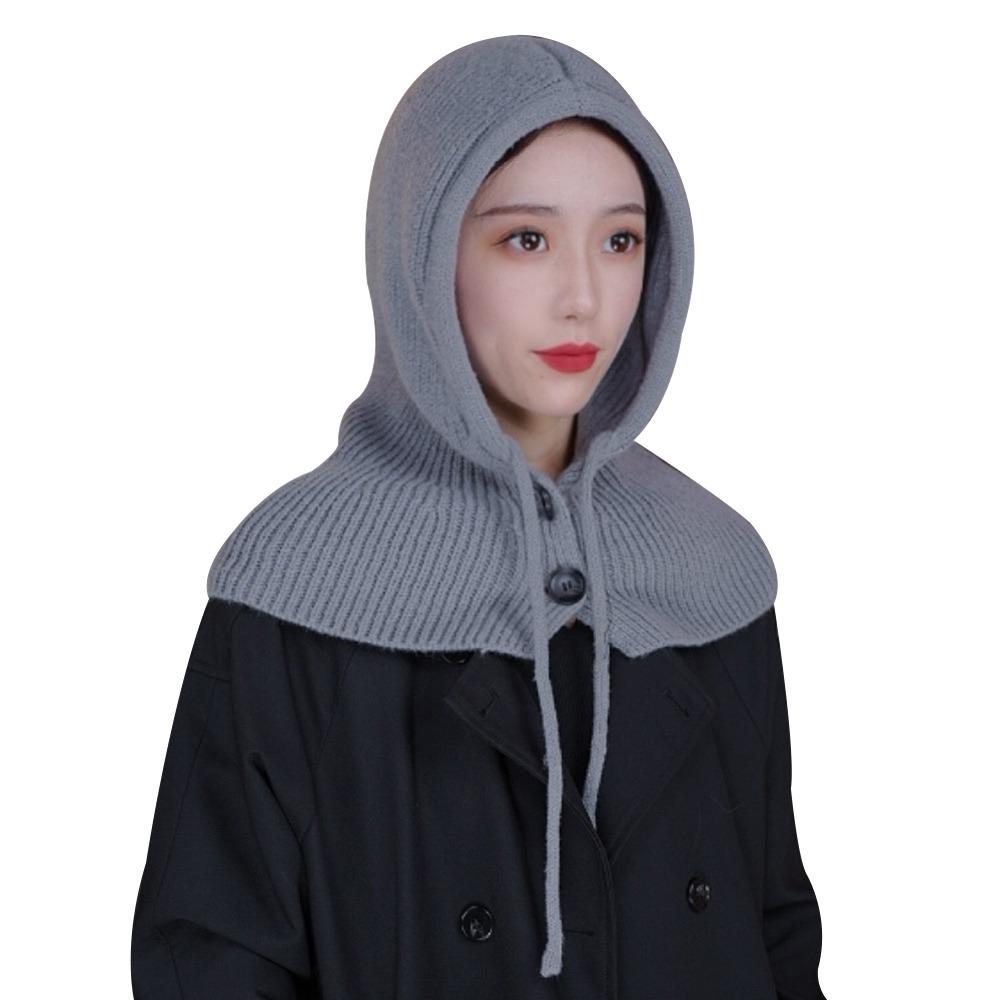 Fashion Ear Protection Winter Balaclava Windproof Drawstring Hooded Beanie Hats Warm Knitted Hooded Cap Unisex