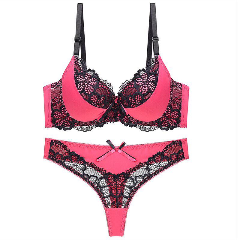 Julexy ABC Cup Bra Set Push Up Sexy Lace Bra Set Femme Bra Thong Set