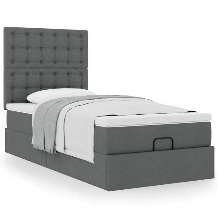 Maison Exclusive - Cadre de lit ottoman avec matelas gris foncé 80x200 cm tissu