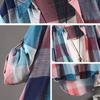 Ladies Long Sleeve Check T Shirt Linen Tops Baggy Top Plus Size Tee Blouse Dress