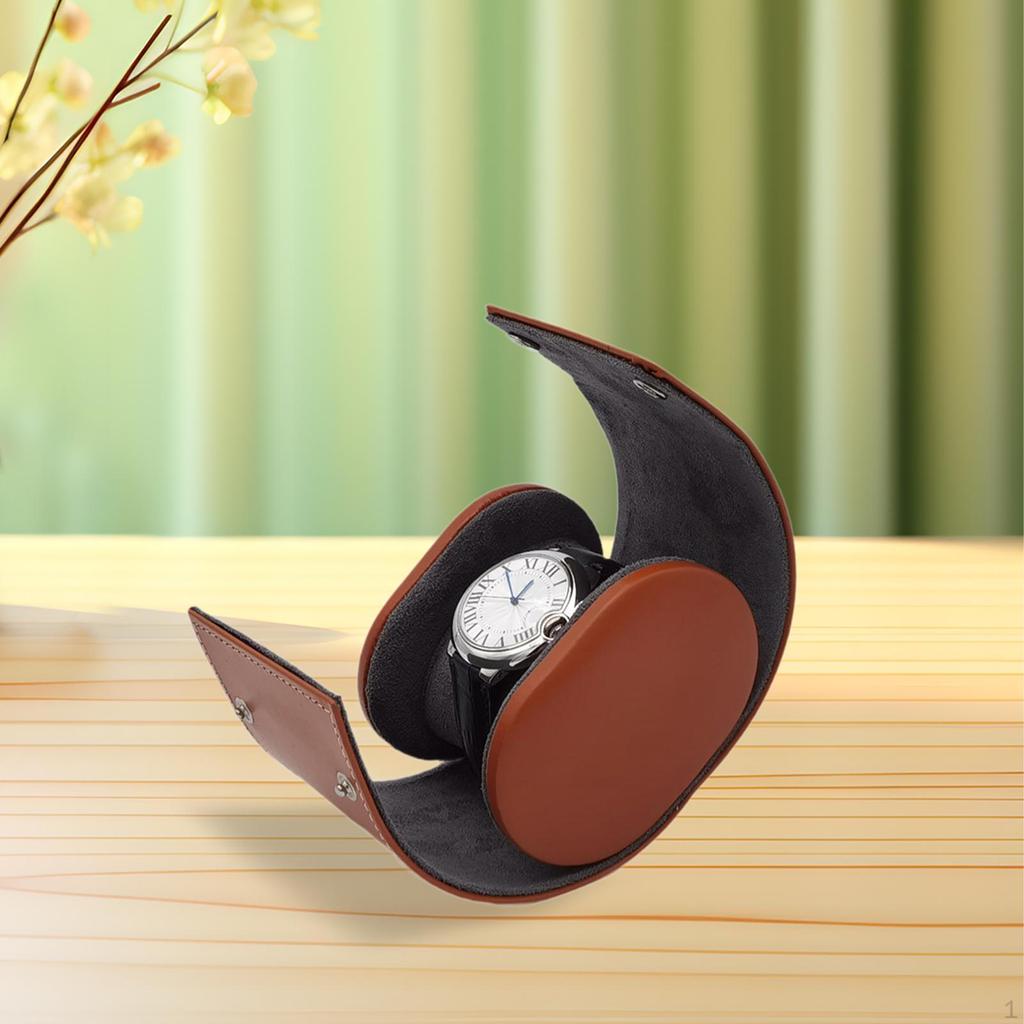 Leather Watch Case Roll for Men and Women Organizer Storage Box Single