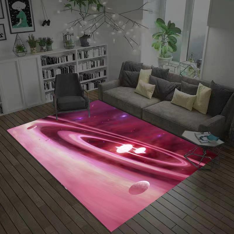 3D-ковёр из мягкой фланели с изображением планет и Вселенной, большой площади, для детской игровой комнаты, гостиной, спальни. Декоративный напольный коврик.