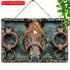 2D Flat Wooden Sign 30*20cm Vintage Wooden Wall Ornate Decorative Plaque Exquisitely - Designed. Brown Horse On Wooden, Ideal Wall Decor. Indoor
