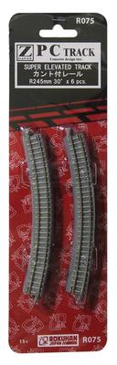 Rokuhan Z gauge R075 PC track с наклоненным рельсом R245-30° (6 шт.)