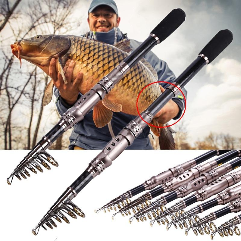 1.5M -3.3M Portable Telescopic Fishing Rod Carbon Fiber Travel Portable Super Hard Fishing Pole