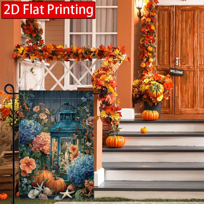 2D Flat - 2D Flat Thanksgiving Navigation Pumpkin Lantern Garden Flag 1 (3) Outdoor Garden Flag Double-Sided Home Decoration Courtyard Decoration Out