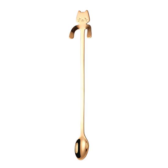 Кофейная ложка из нержавеющей стали 304, Ложка-кошка для подвешивания на кружки и высокие стаканы, Ложка с длинной ручкой для размешивания чая, Идеально для десертов и любителей мороженого